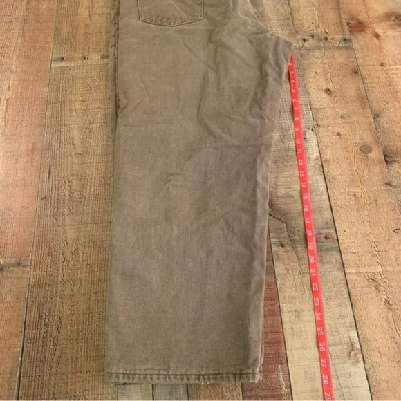 L. L. Bean mens khaki green straight leg denim jeans with plaid lining - Picture 6 of 10